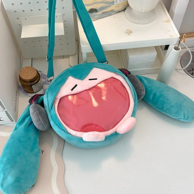 日本のかわいい初音ミクぬいぐるみショルダーバッグクリエイティブ漫画大きな口の形初音周辺機器ポータブル収納袋ギフト
