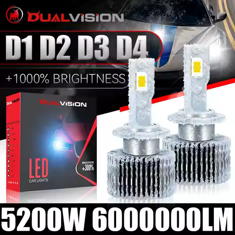 Dualvision D2S D2R LED Headlight Canbus CSP HID D1S D1R D3S D3R D4S D4R D5S D8S Xenon Lamp 5200W 6000000LM 4300K 6000K 8000K 12V