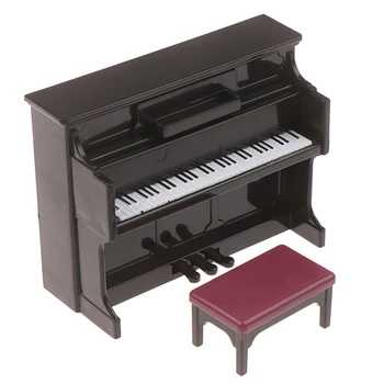 1:12 Dollhouse pianoforte bianco squisito in miniatura con modello di sgabello modello di strumento musicale per accessorio per giocattoli da gioco per casa delle bambole