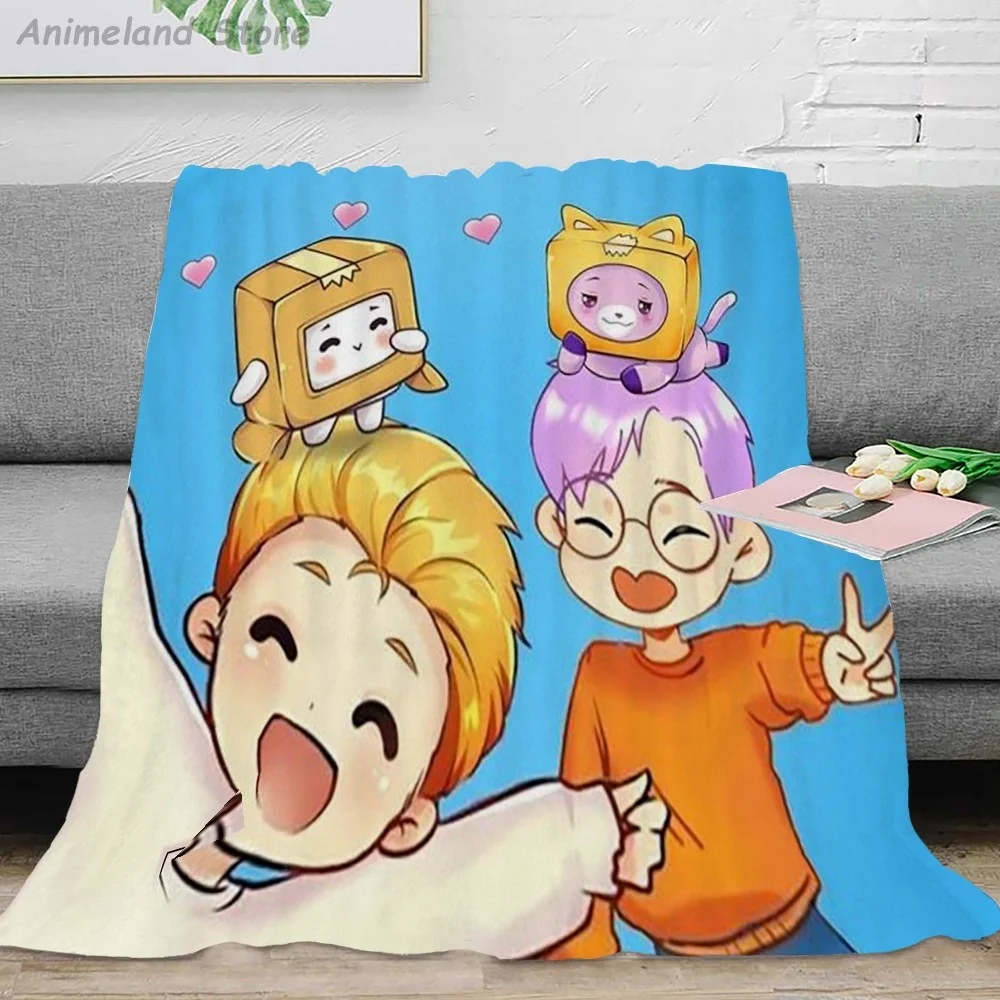 Lankybox Foxy Boxy Throw Blanket Winter Spring 3D Lovely Cartoon Flannel Blanket For Kids Beds Home Hotel Airplane Warm Blankets