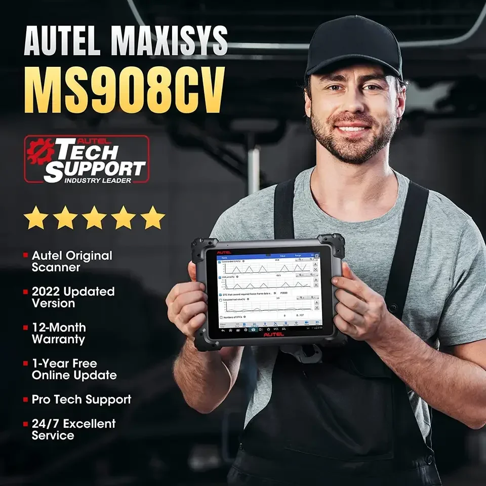 Autel Official Store Maxisys Ms908CV 25 Function Services Truck Diagnostic Tools Altar Maxisys CV Heavy du Truck OBD2 Scanner