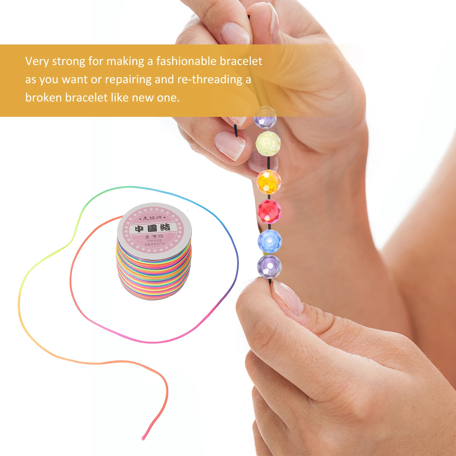

45 м шнур для бисера, нить для изготовления ювелирных изделий, многоцветный прочный полиэстер, браслет из бисера длиной, ожерелье