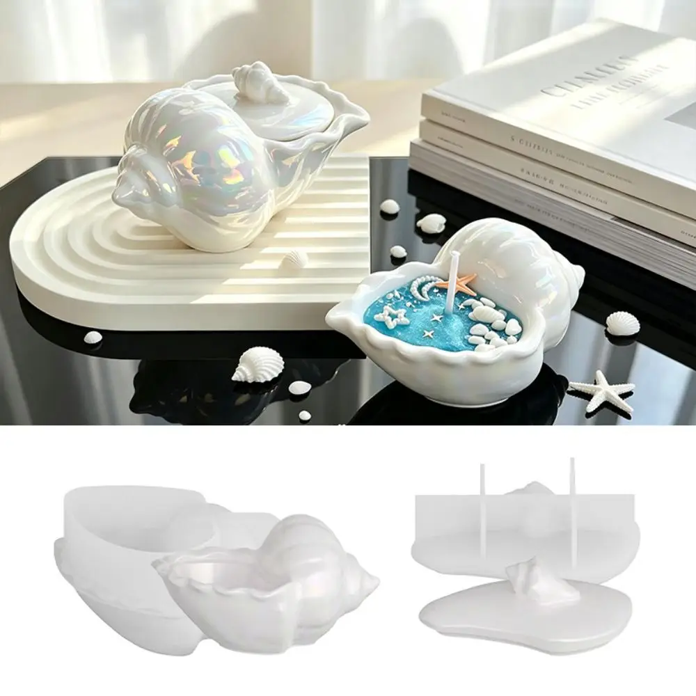 Silicone Mold Seashell Storage Container Mold Non-Stick Heat Resistant DIY Candle Mold Open Cavity Reusable Baking Mold