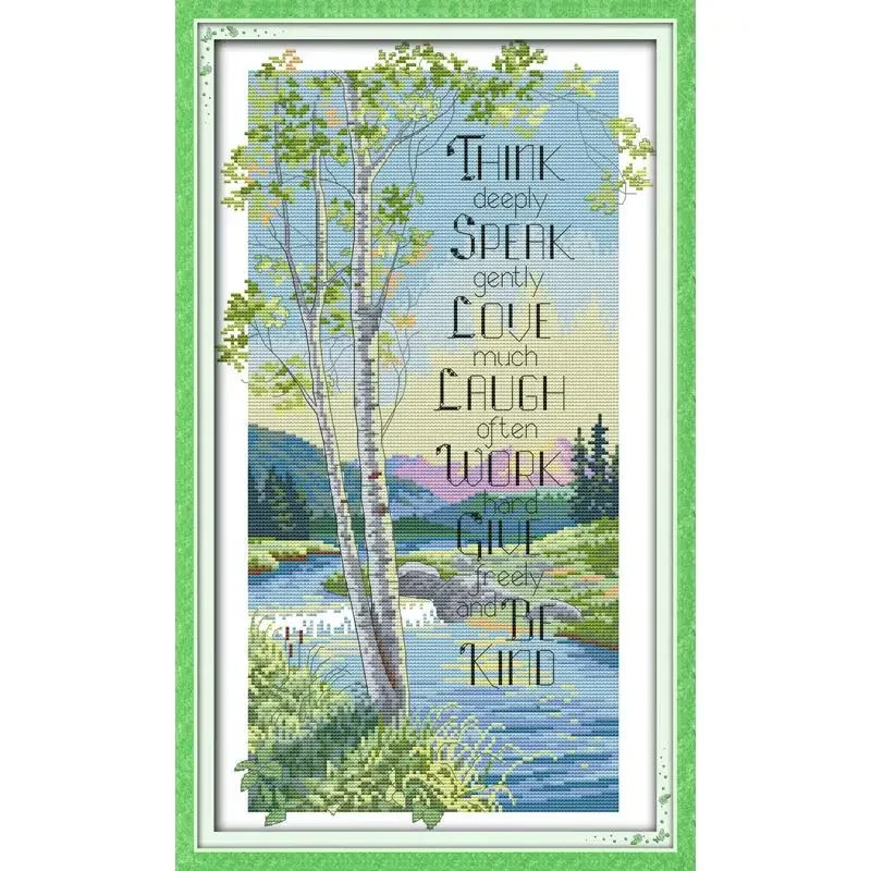 Joy Sunday Pre-printed Cross Stitch Kit  Easy Pattern Aida  Stamped Fabric Embroidery Set-Philosophical Tree