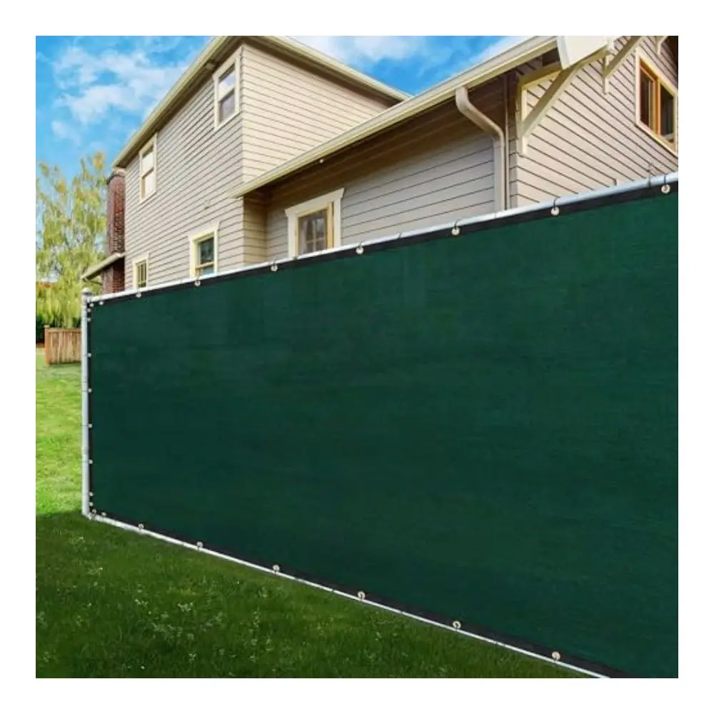 

6 X 50 Green Fence Privacy Screen Windscreen Shade Fabric Cloth HDPE 90 Visibility Blockage With Grommets Heavy Duty Commercial