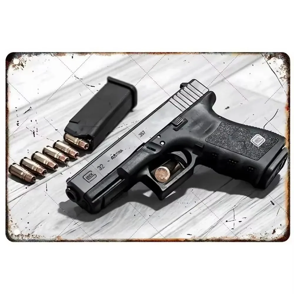 Vintage Retro Airsoft Pistol Metal Sign - Classic Tactical Gear Wall Art Decor Plaque for Collection Perfect Decor for Man Caves view 6