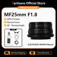 7artisans 25mm F1.8 APS-C Large Aperture Manual Prime Lens For Nikon Z Z50/ZFC Sony E ZEV10 A6400 Fujifx X-T1 X-T4 Micro4/3 E-P1