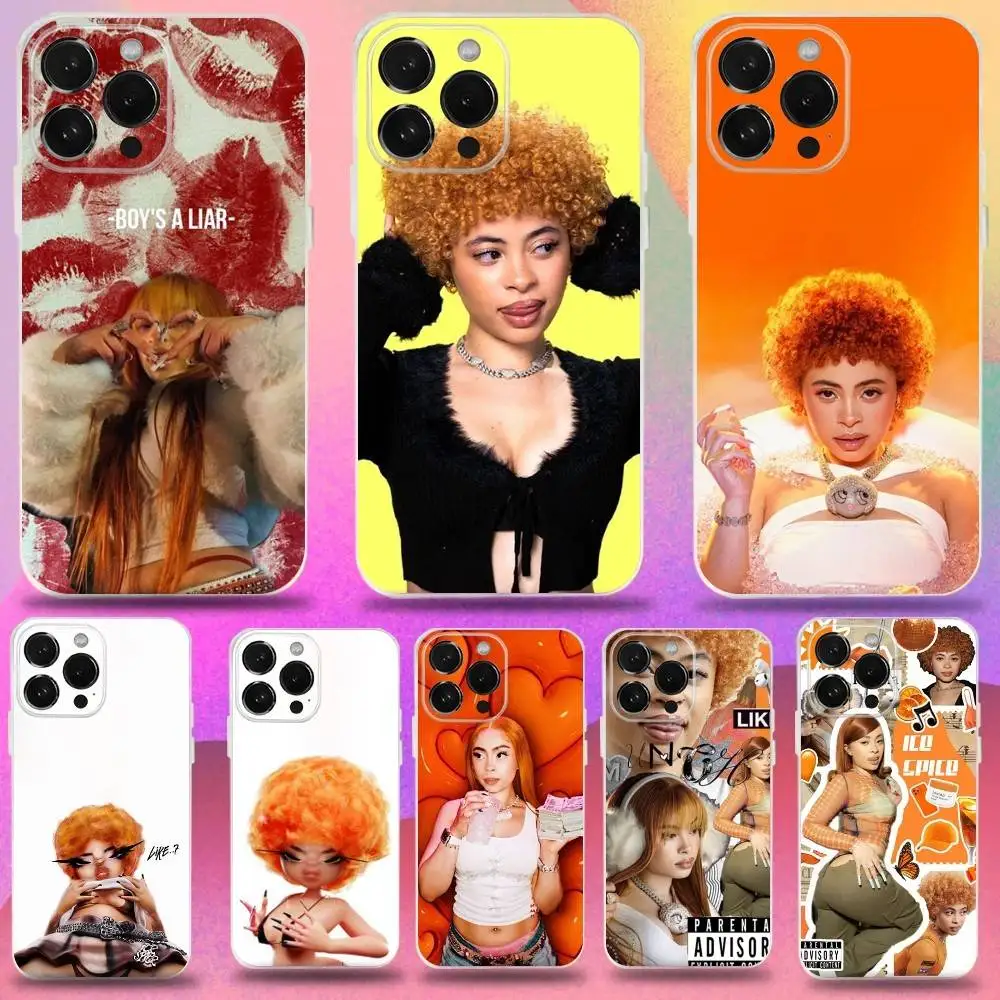 

Rapper Ice Spice Phone Case For iPhone 16,15,14,13,12,11 Pro,Max,Plus,X,XS,XR,SE,Mini Transparent Silicone Soft