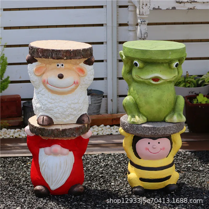 Creative cartoon cute animal flower stool small stool chair outdoor balcony garden decoration kindergarten ornament