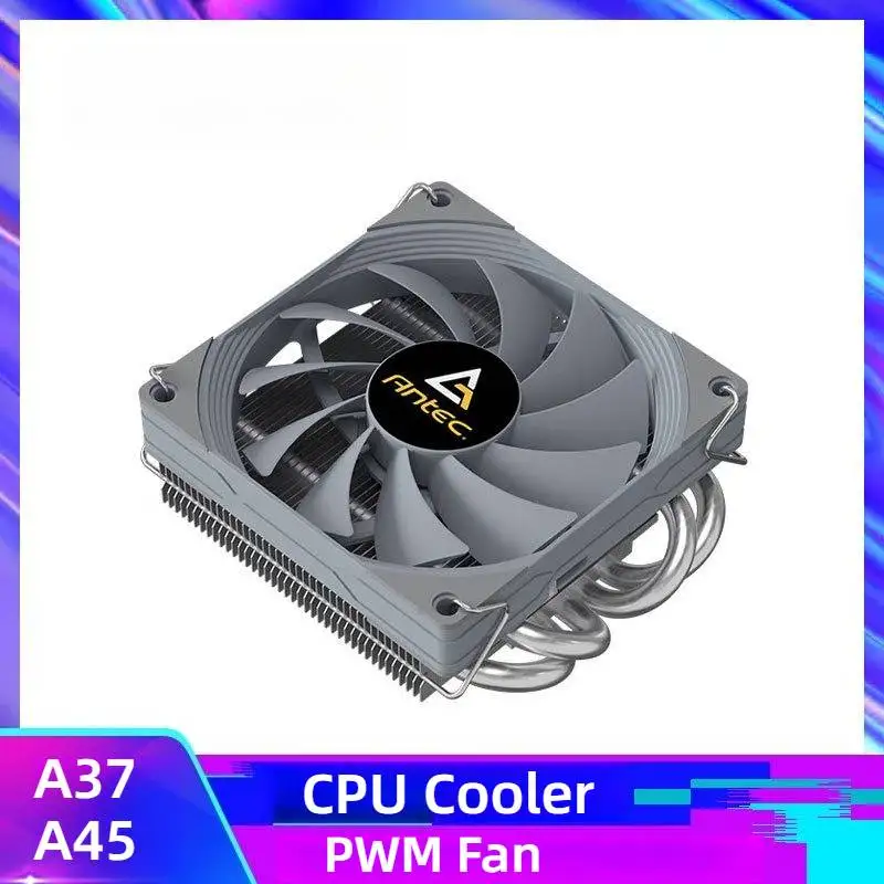 Antec ITX Low Profile 92mm PWM Fan CPU Cooler A37 A45 Radiator 130W-TDP for Intel/AMD 12.8W/m.K Paste,I5-12400F/Ryzen-7500F