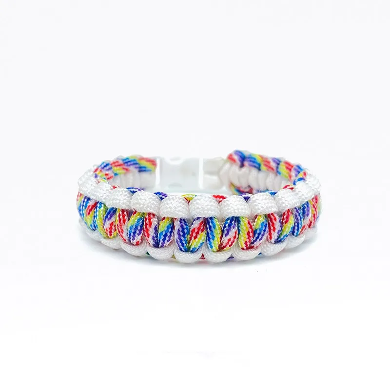 

Rainbow Woven Couple Bracelet in Europe and America Outdoor Handrope DIY Umbrella Rope Bracelet RainbowPride