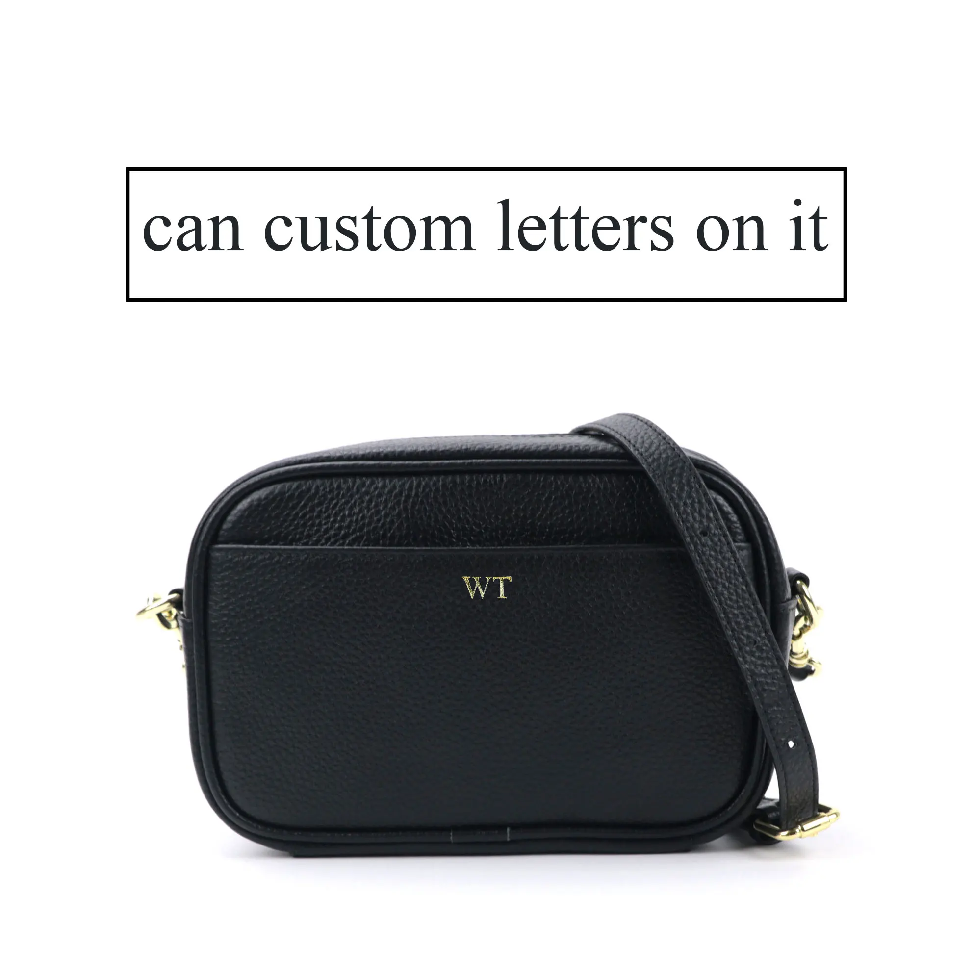 Custom Letters Classic Style Cow Leather Pebble Pattern Ladies Shoulder Bag Ladies Small Square Messenger Bag Camera Bag
