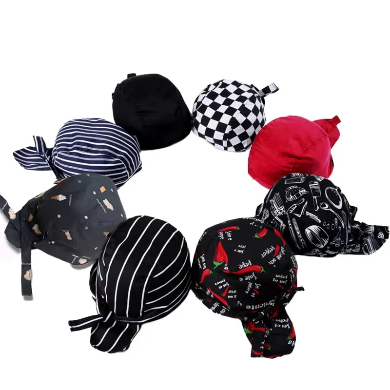 

Food Hat 2pcs Adjustment Chef Western Catering Cook Kitchen Work Cap Head Pirate Bakery BBQ Work Hats Restaurant Cooking Cap