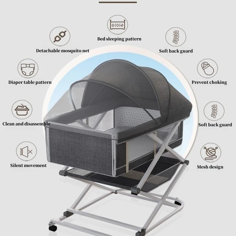 Multifunctional crib Folding splice Queen bed Portable bed Removable newborn crib Diaper table baby bed