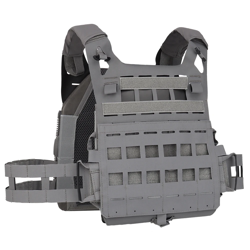 Wosport SPC Plate Carrier Lightweight MOLLE Vest Laser Cut Quick Release Shoulder Buckle Hook-and-Loop Rear Zipper for Airsoft