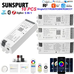 5 WB5 LM051-053 1 in 5 LED Driver WiFi BT Mesh Zigbee Tuya Alexa Google Home Voice Control RGB RGBW CCT dimmer RF Remote 12V 24V