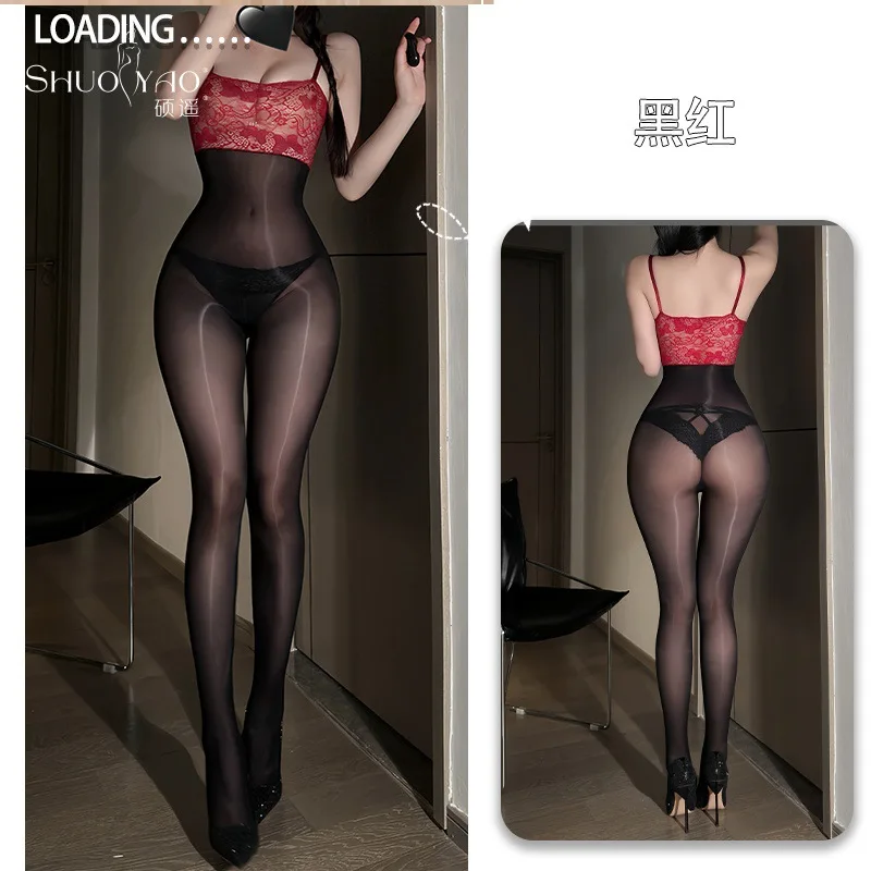 

Кружевное бюстье Shuoyao, прозрачный блестящий комплект чулок для тела без вырезов, соблазнительное соблазнительное нижнее белье без следов для женщин 8241