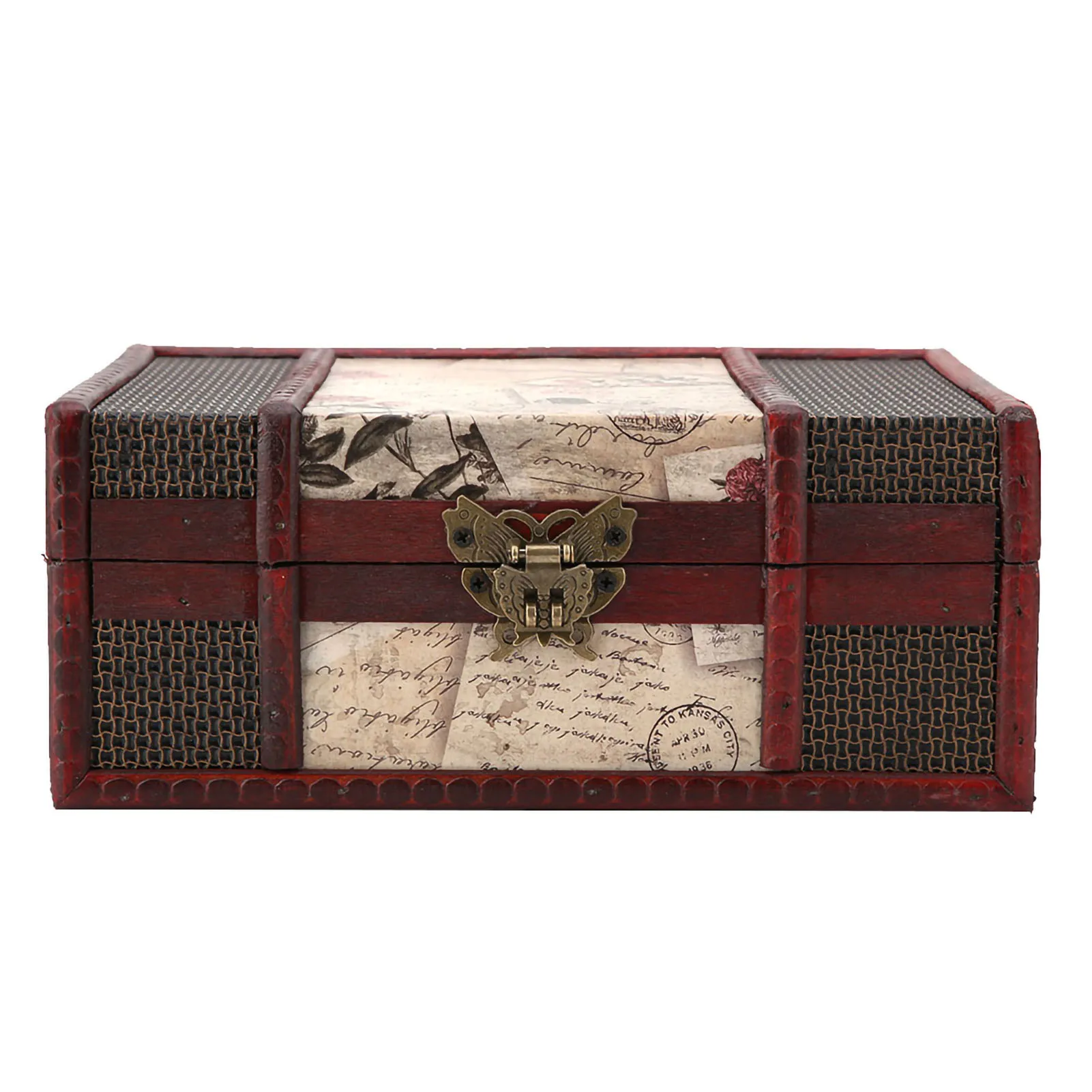 Vintage Wooden Storage Box Treasure Chest Chinese Style Small Size Book Jewelry Storage Case Organizer Desktop Decoration