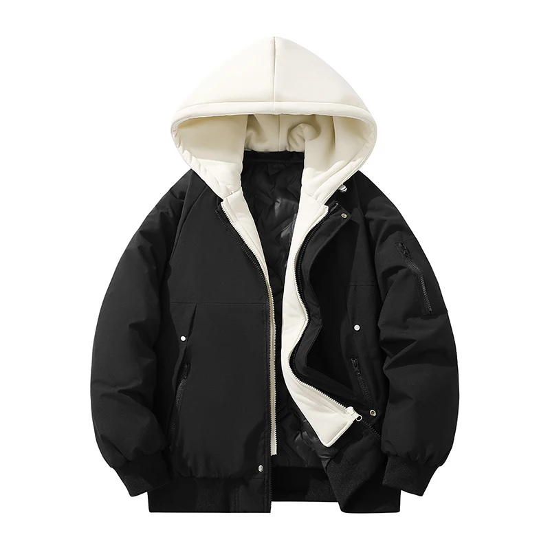 الرجال سميكة المرقعة سترات الرجال عادية فضفاض معطف دافئ الرجال القطن وسادة مبطنة الرجال مقنعين سترة الذكور الشارع الشهير الشتاء ملابس خارجية