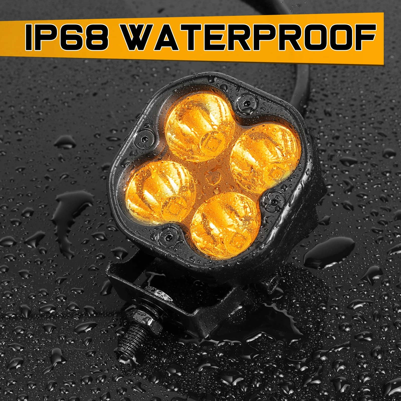 Для Ram 1500 2019-2024 крепление на капот на стойке 3 дюйма, 80 Вт, светодиодные противотуманные кубики, янтарные внедорожные фары дальнего света, точечная рабочая световая панель, двойная