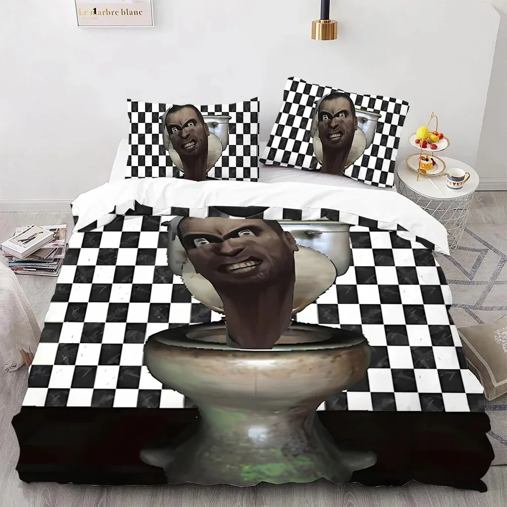 

Skibidi Toilet 3D Printed Duvet Case Pillowcase Bedding Set Twin Full Queen King Size for Kids Bedroom