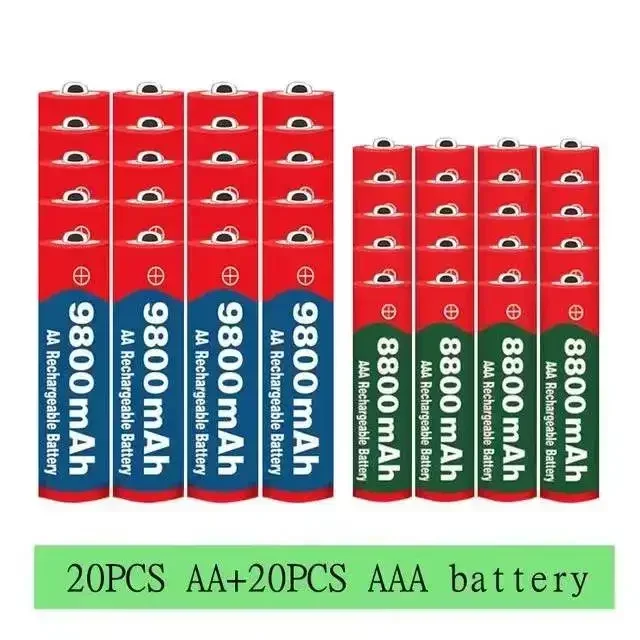 2024 New 1.5V AA 9800 mAh+1.5V AAA 8800 mAh Alkaline1.5V Rechargeable Battery For Clock Toys Camera battery