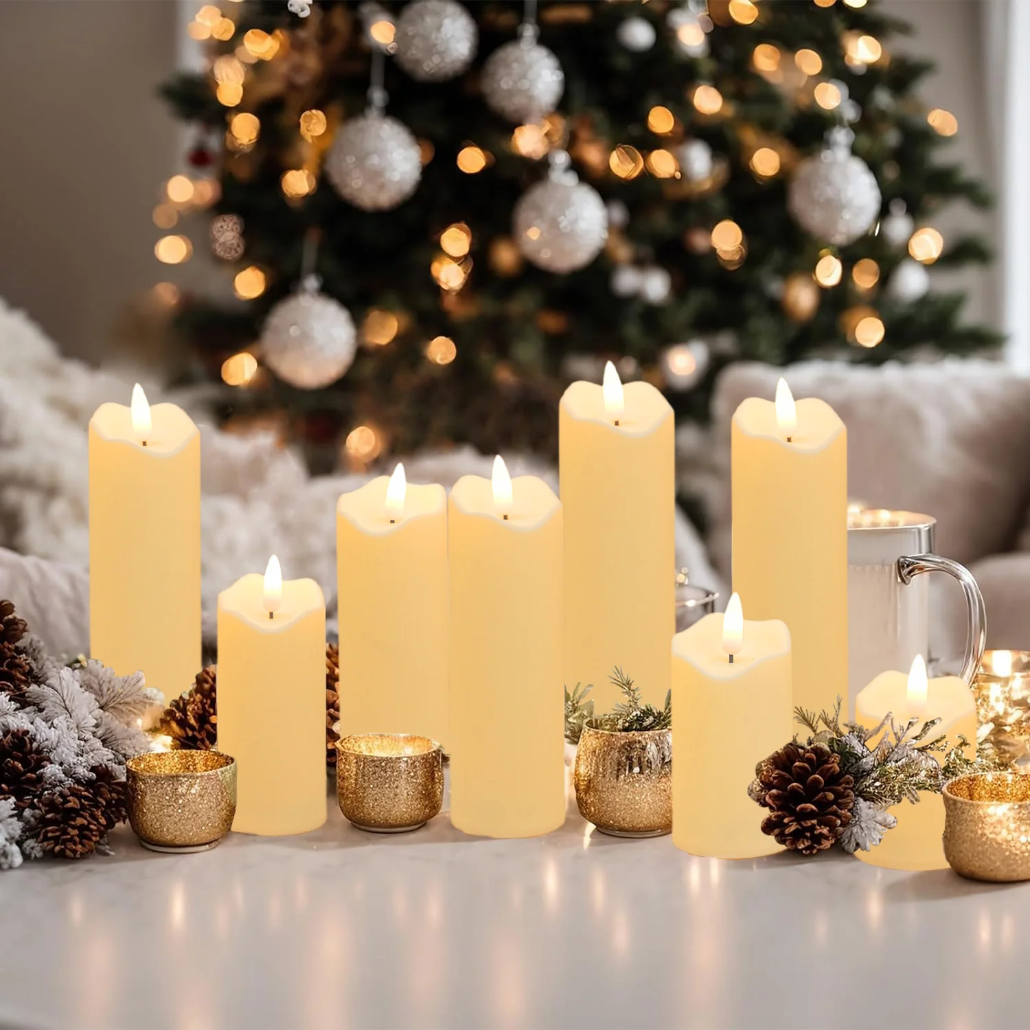 Flameless Candles with Battery LED Candle Decorative Pillar Candles Fake Plastic Candles Battery Operated Home Wedding Concert