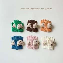 Nuovi bambini guanti di lana invernali Kawaii Cartoon Bear Doll guanti per bambini Boy Girl Outdoor Utumn guanto di peluche in Cashmere lavorato a maglia caldo