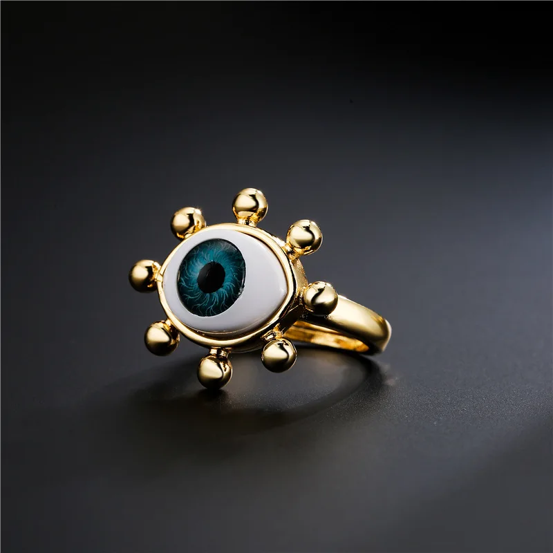 2025 New Arrival 3D Evil Eye Open Design Rings For Women Gold Color Copper Party Jewelry Femme Bijoux image 2