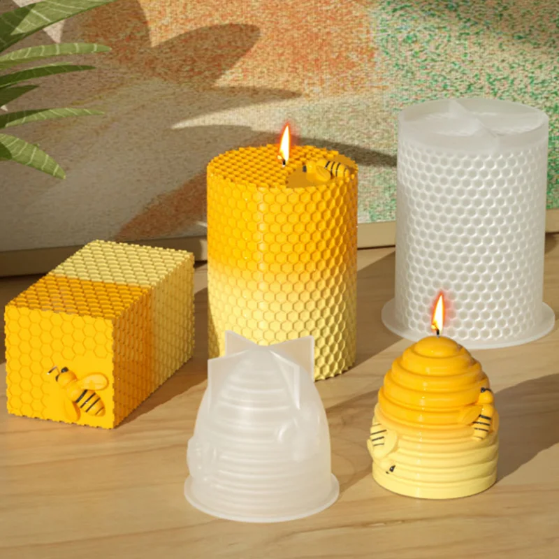 Polygon Honeycomb Candle Silicone Mold Circular Beehive Soap Resina Crystal Making Set Ice Chocolate Baking Mold Desk Decor Gift
