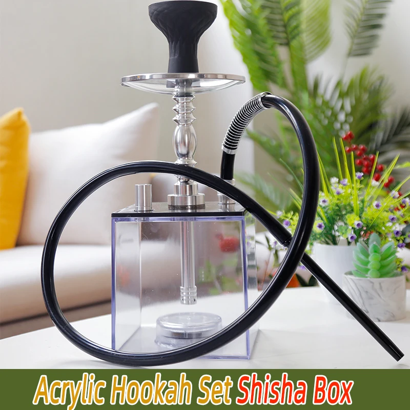 

Acrylic Hookah double hookah plastic Sheesha Narguile Chicha Cachimbas Water Pipe Shisha Box Hookah with LED for Smoking Кальян