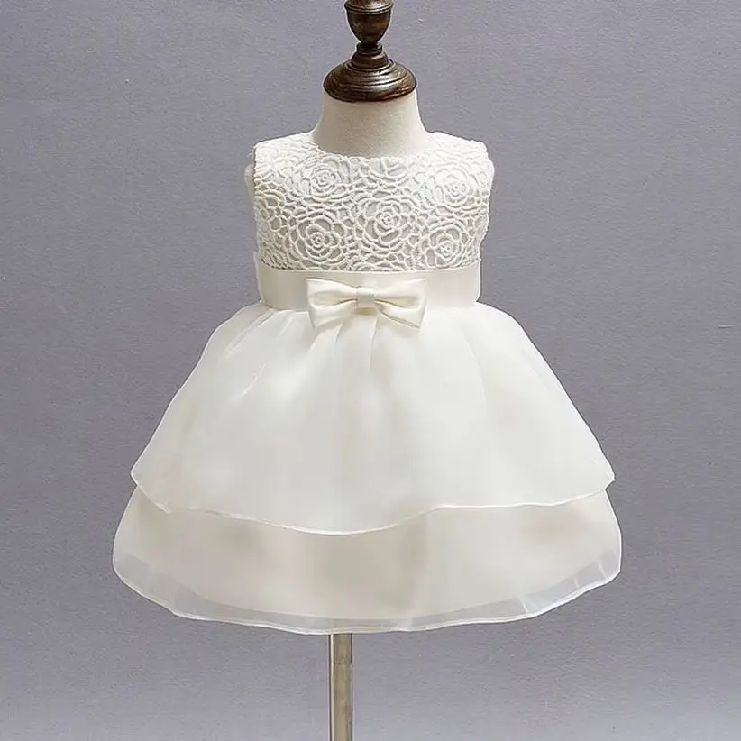 Infant Puffy Dresses for Girls Baby Girl Christening Dress Toddler White Clothes