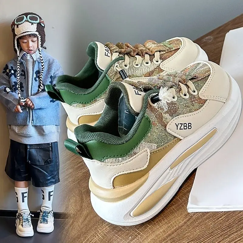 

Boys Chunky Sneakers 2026 Spring Autumn Kids Casual Shoes Soft Sole Breathable Lightweight Comfortable for Big Kids