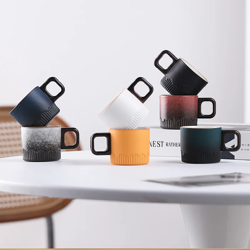 Taza de café Vintage de cerámica de 60ml, taza de agua, taza de té con mango de madera, taza de café hecha a mano, taza de café, regalo de cumpleaños