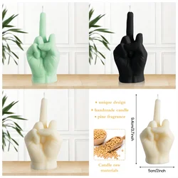 1Pc Middle Finger Aroma Candle,Creative Funny Shaped White/Black/Green Pine Scent Soy Wax Decor for Bedroom Living Room Kitchen