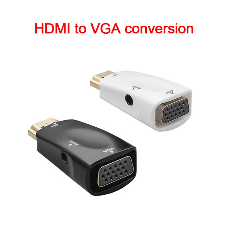 

HDMI-compatible to VGA Cable Converter Male To Famale Converter Adapter 3.5mm Jack Audio HD 1080P For PC Laptop Tablet