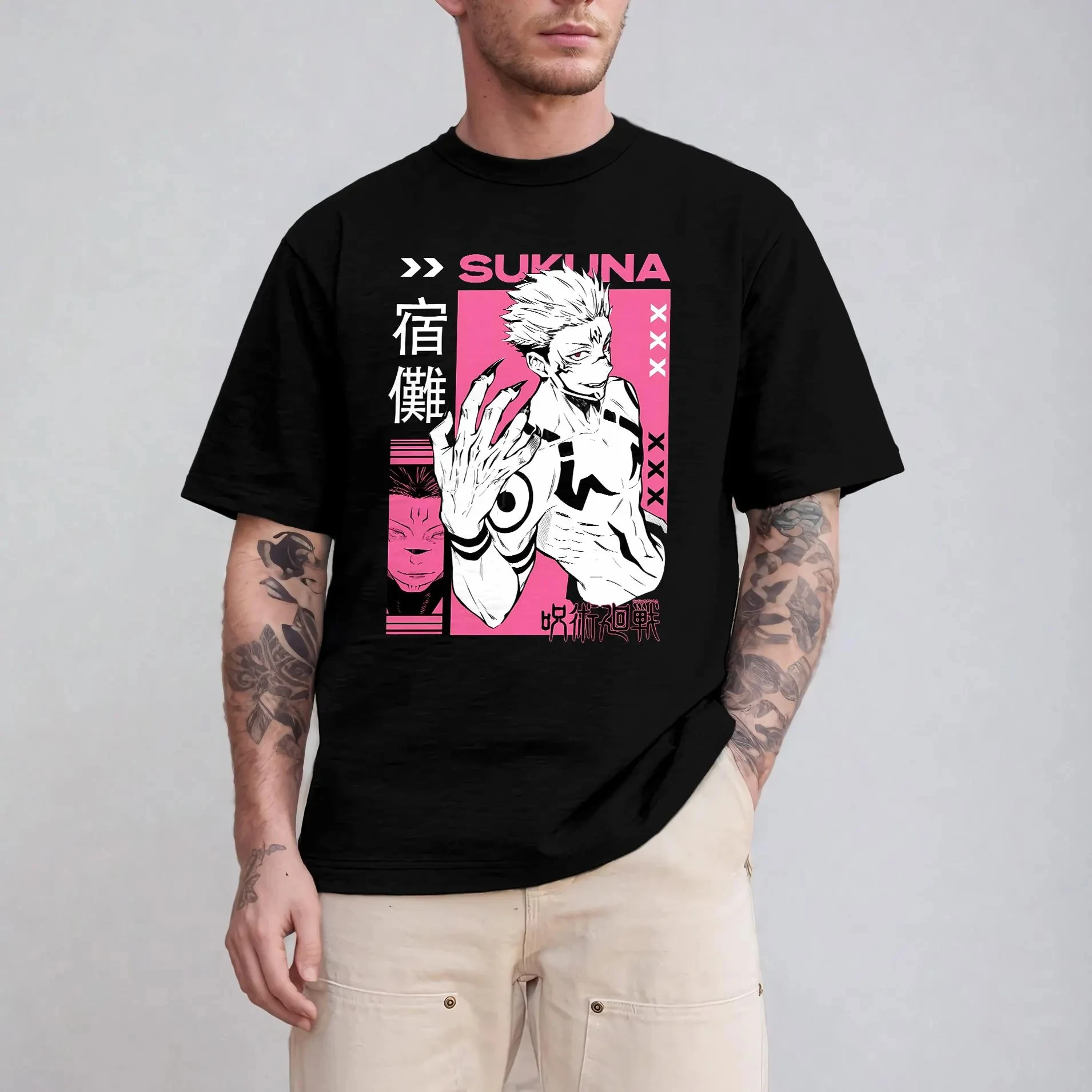 

Мужское аниме ‌ ‌ Рёмен Сууна ‌ Футболка Jujutsu Kaisen унисекс, высококачественный хлопок, с коротким рукавом, стильная повседневная футболка большого размера