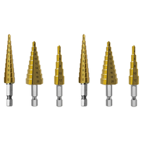 AC88-Step Drill Bit 6Pcs Hss Step Drill Bit Set Cone Hole Cutter Taper Metric Nitriding Hex Core Drill Bits Gold