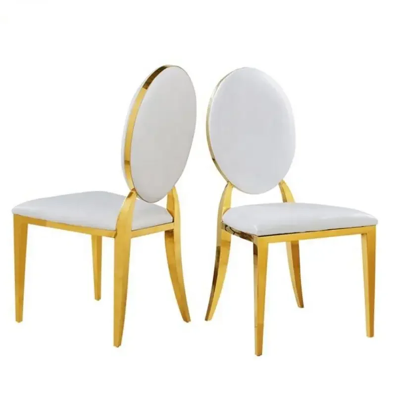 Hotel New Modern Gold Stainless Steel Round Back Dining Chair Banquet Wedding