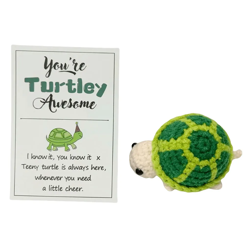 Knitted Positive Turtle Doll Handmade Emotional Support Positive Crochet Sea Turtles Gifts for Christmas New Year Birthday