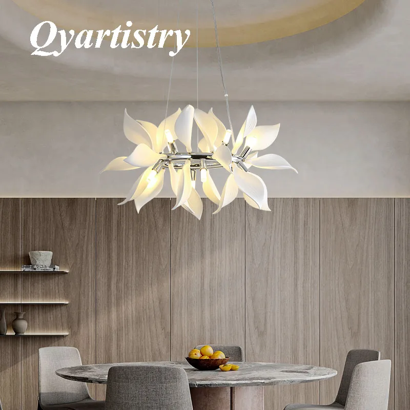 Chandliers Luxury Modern Lamp Pendant Lamp Ceiling White Ceramic Petal Chandelier For Room Shop Use Hanging Decoration Light