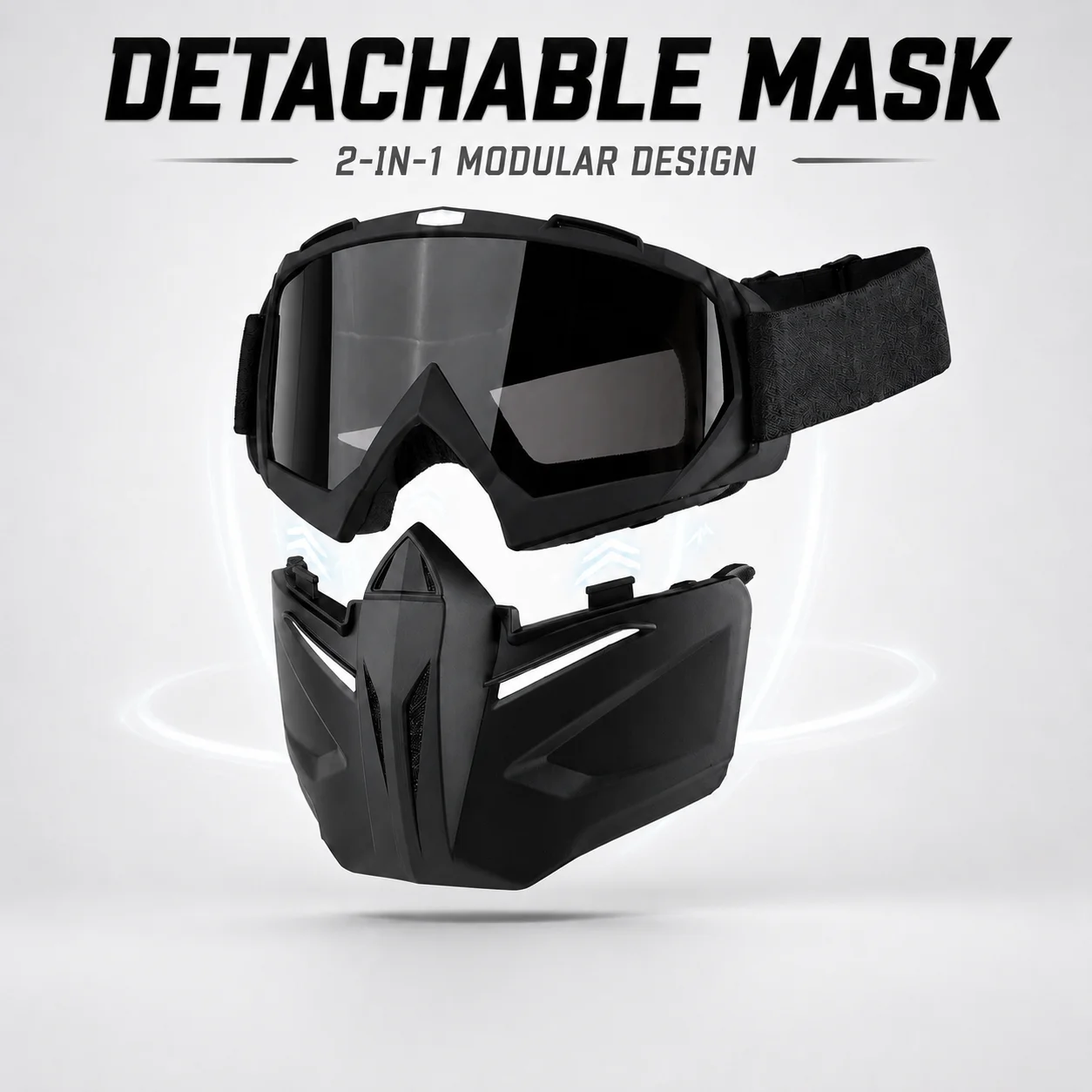 Motorcycle Face Mask Detachable Motocross Goggles Windproof Anti-UV Offroad MX ATV Ski Riding Tactical Protective Mask Glasses