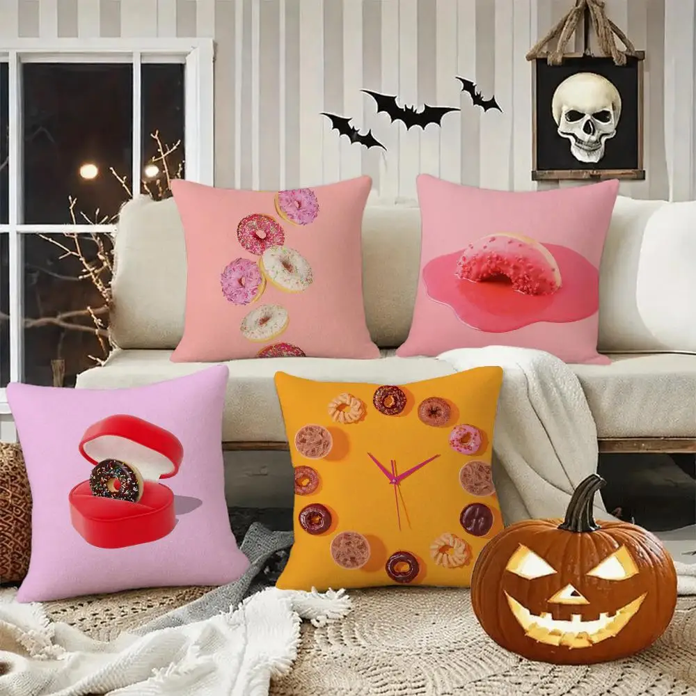 Sweet Donut Cute Anime Cushion Cover Halloween decoration trick or treat cushion cover, ghost, pumpkin head, bat decoration