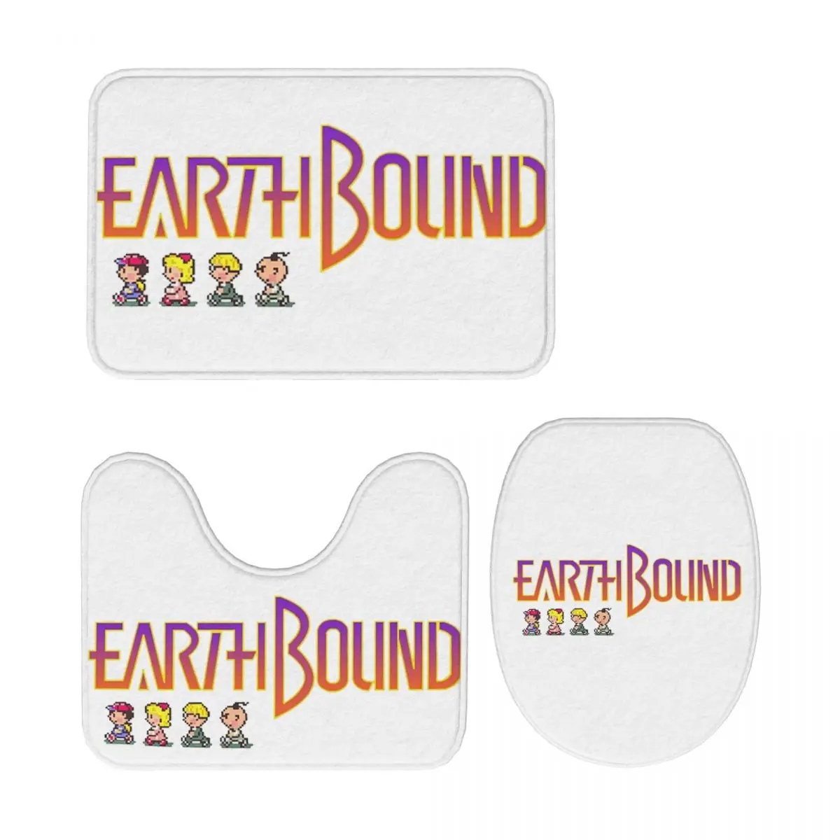 

Earthbound, 3-х шт., коврик для ванной, набор для ванной комнаты, крышка для унитаза, домашний декор, нескользящий ковер, напольный коврик