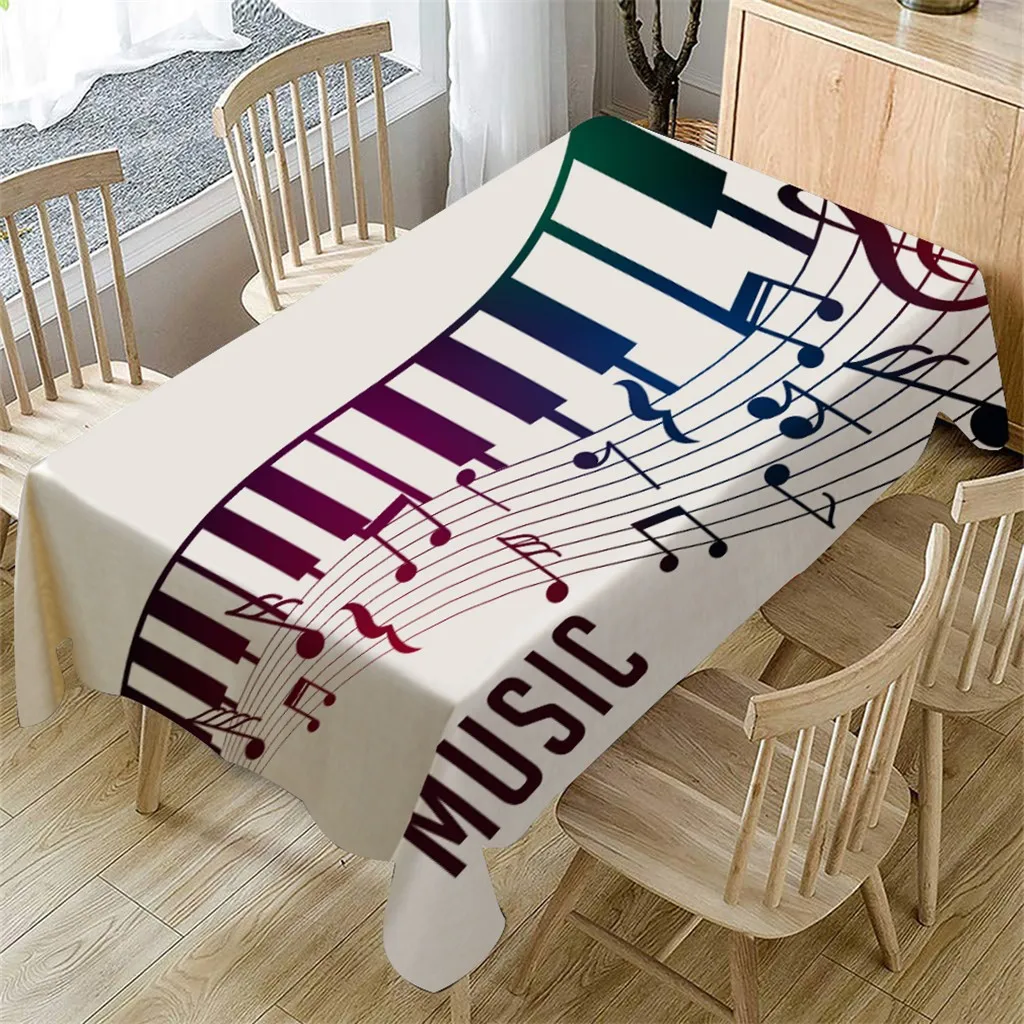 Piano Music Pattern Rectangular Tablecloth Dining Table Coffee Table Home Decoration Tablecloth Linen Anti-Stain Tablecloth