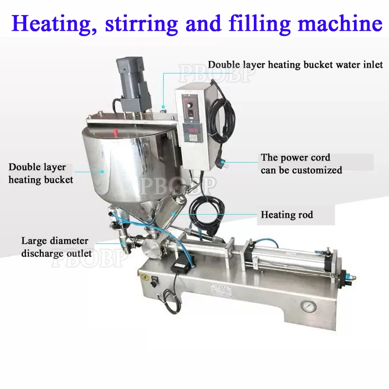 PBOBP Chocolate Peanut Butter Filling Machine With Mixer Heater Mixing Heating Hopper Honey Ketchup Granules Filler Best Price