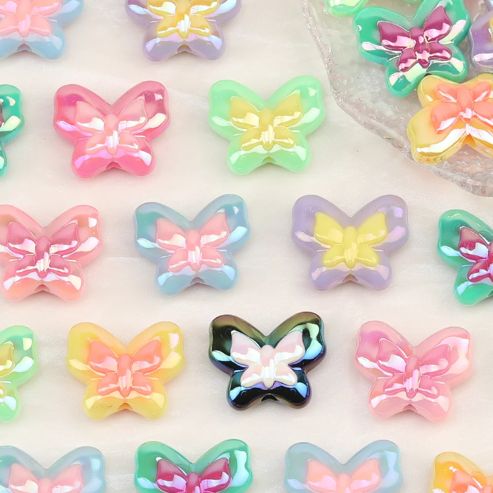 

Cordial Design 100Pcs 19*22MM Jewelry Findings & Components/DIY Beads/Butterfly Shape/Aurora Effect/Hand Made/Acrylic Beads