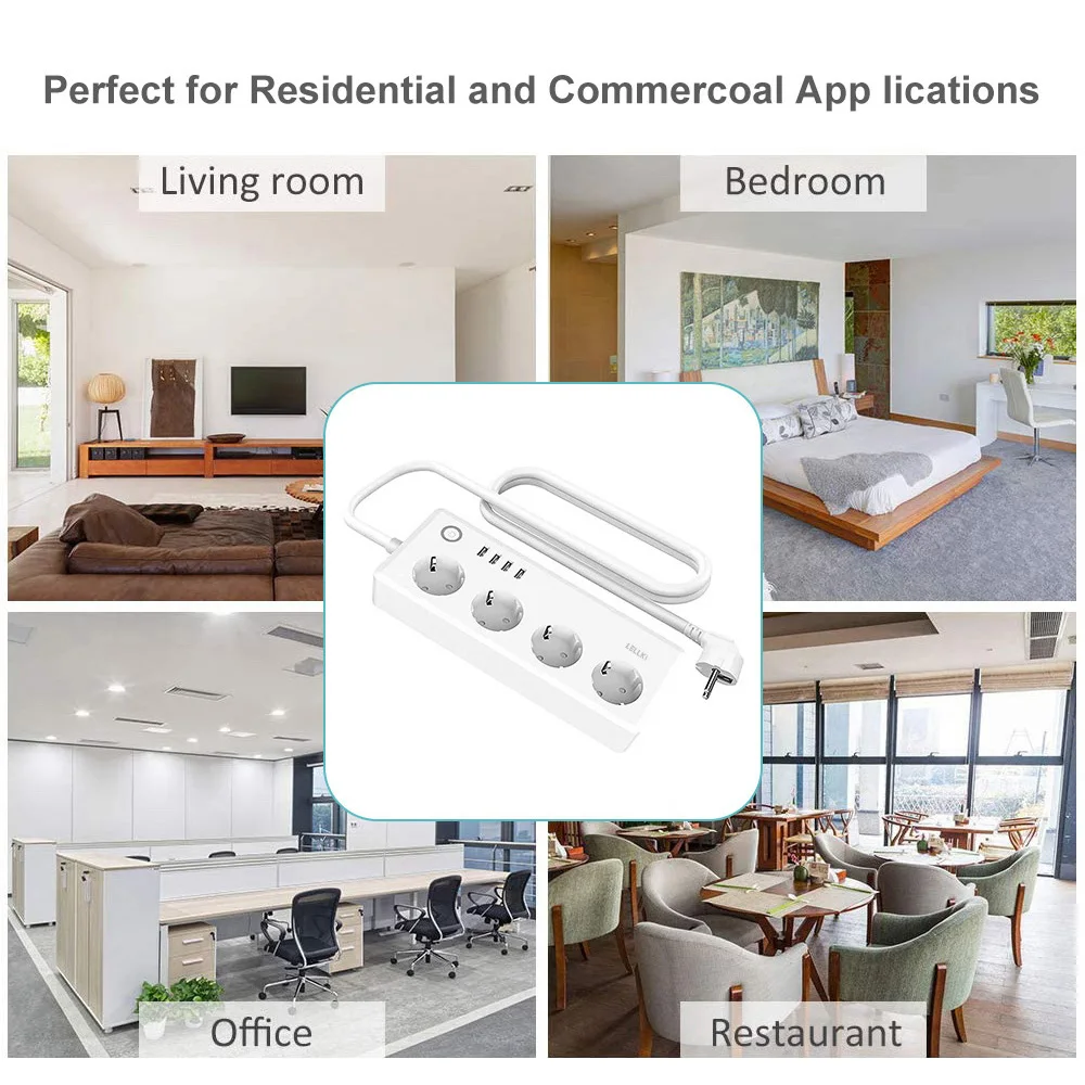 Power Strip Tuya Smart Life Switch Plug Electrical Socket Zigbee2mqtt Extension Cord 1.8 With Alexa SmartThings