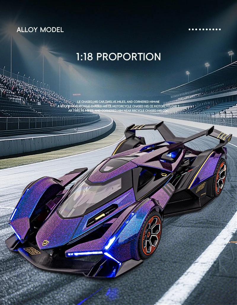 1:18 V12 سبيكة سيارة نموذج أربع عجلات امتصاص الصدمات الباب سيارة رياضية زخرفة لعبة أطفال هدية دييكاست سبيكة سيارة نموذج