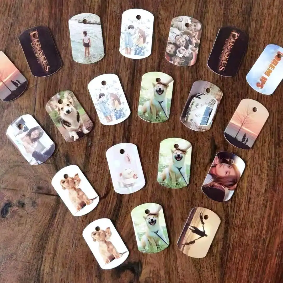 

20pcs/lot Sublimation Blank Metal Army Tags with Chains for Blank Sublimation INk Transfer Printing Heat Press DIY Can Print